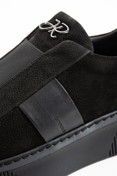 John Richardo Şık Spor Erkek Ayakkabı Siyah Nubuk