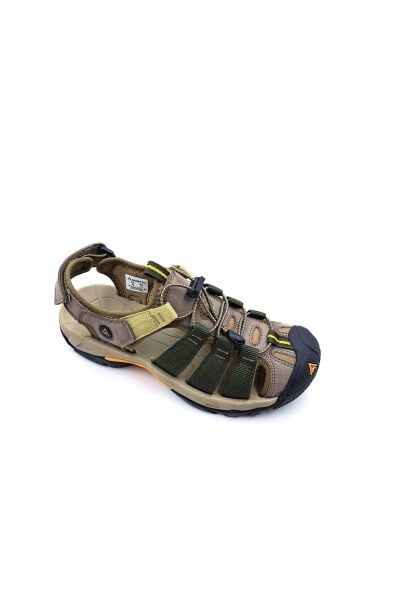 Burnu Kapalı Bej Haki Yeşil Erkek Outdoor Trekking Spor Sandalet