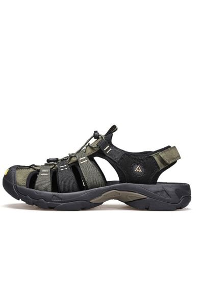Burnu Kapalı Siyah Haki Erkek Outdoor Trekking Spor Sandalet