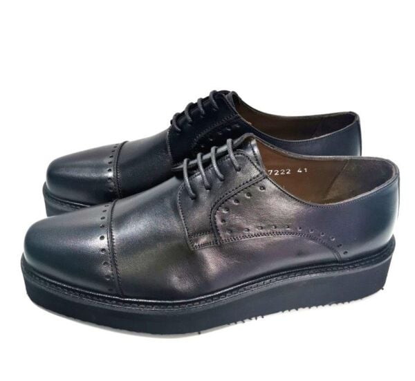 Yüksek Taban Bağcıklı Siyah Erkek Ayakkabı