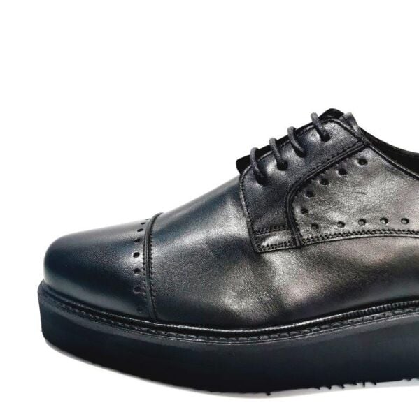 Yüksek Taban Bağcıklı Siyah Erkek Ayakkabı