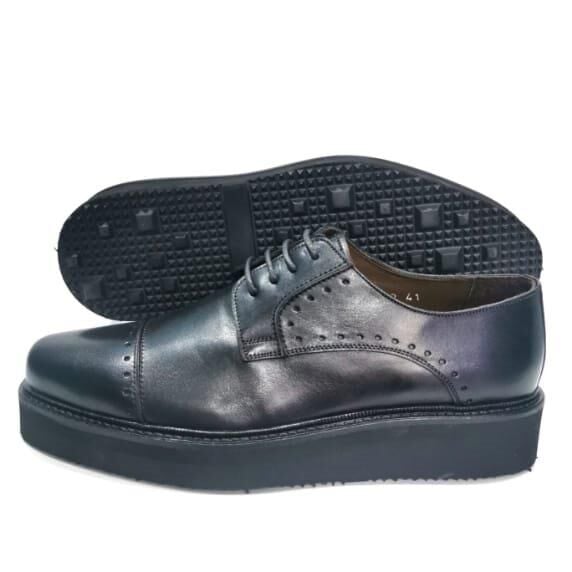 Yüksek Taban Bağcıklı Siyah Erkek Ayakkabı