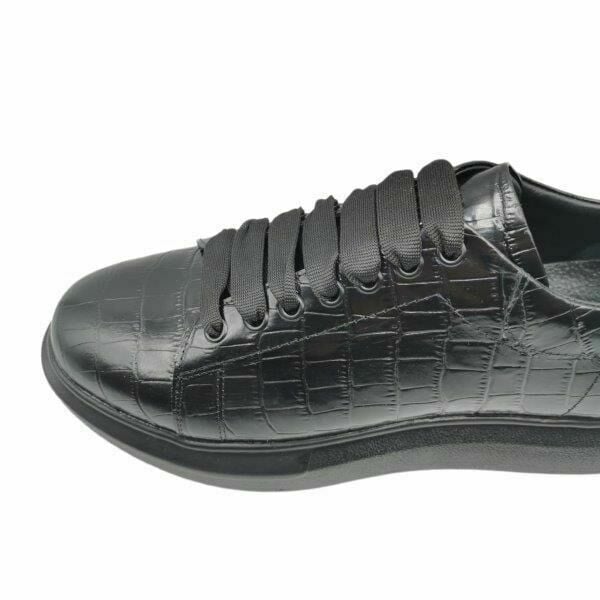 King Shoes 425 Kroko Siyah Erkek Sneaker