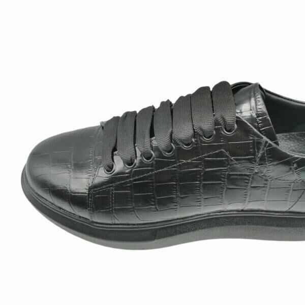 King Shoes 425 Kroko Siyah Erkek Sneaker