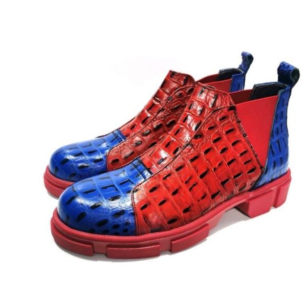 Hakiki Deri Renkli Bot Mavi Kırmızı