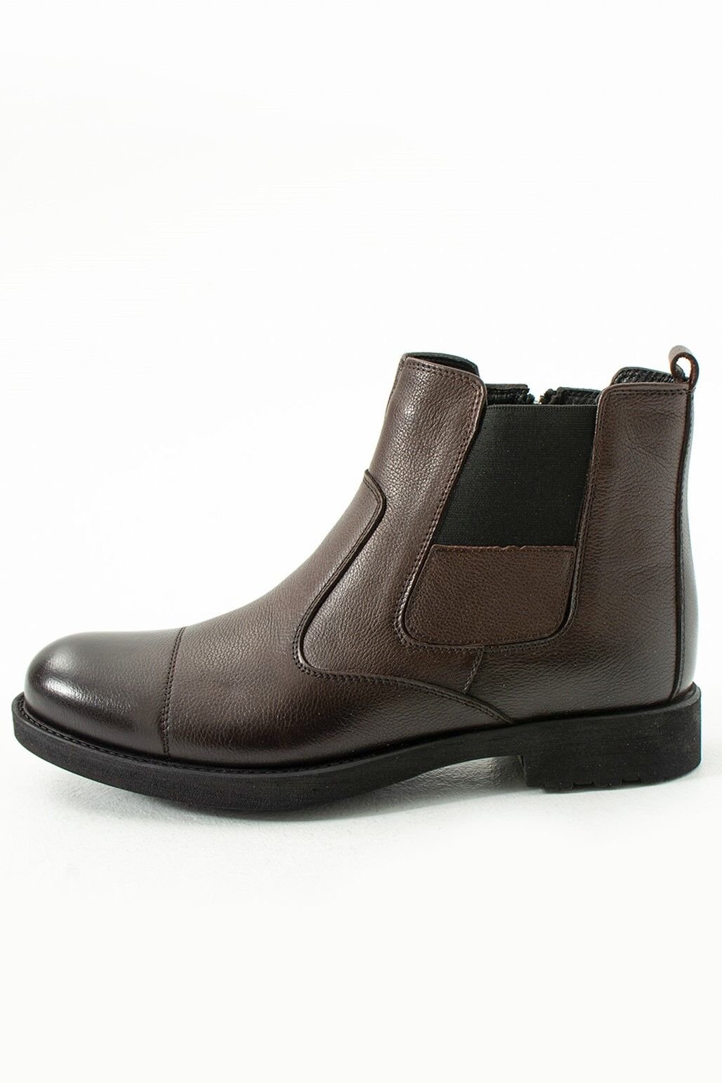 Güvener Fermuarlı Hakiki Deri Bot Kahverengi