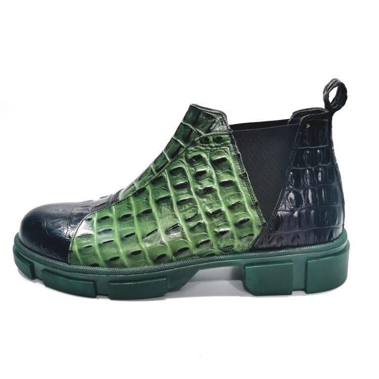 Gerçek Deri Renkli Bot Siyah Yeşil