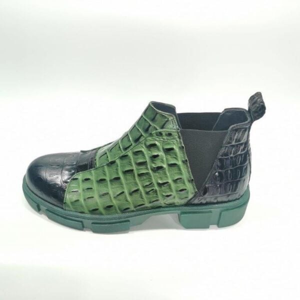 Gerçek Deri Renkli Bot Siyah Yeşil