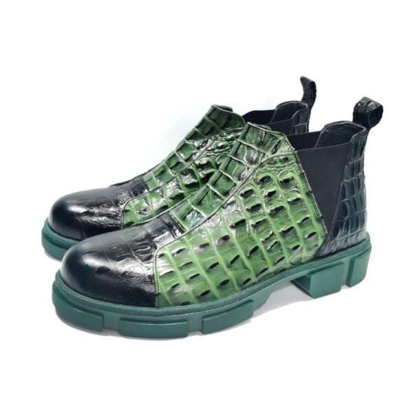 Gerçek Deri Renkli Bot Siyah Yeşil