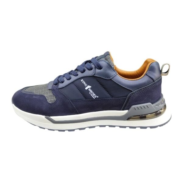 King Shoes Lacivert Deri Spor Erkek Ayakkabı