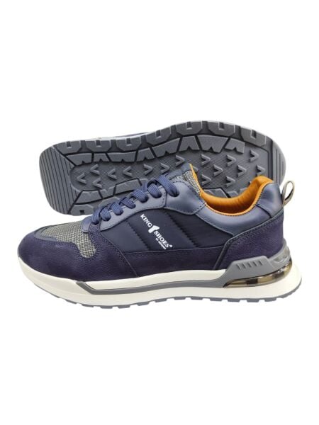 King Shoes Lacivert Deri Spor Erkek Ayakkabı