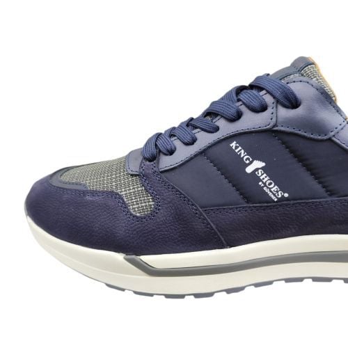 King Shoes Lacivert Deri Spor Erkek Ayakkabı
