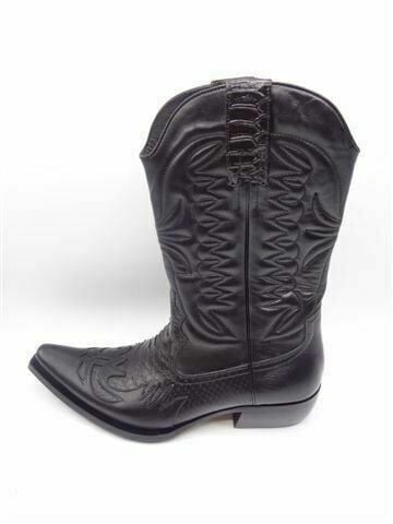 Güvener Hakiki Deri Siyah Erkek Kovboy Çizmesi