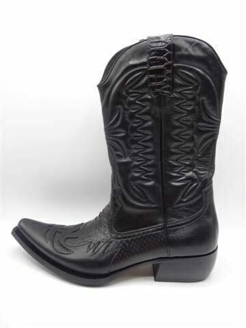 Güvener Hakiki Deri Siyah Erkek Kovboy Çizmesi