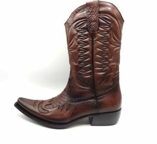 Güvener Hakiki Deri Erkek Kovboy Çizmesi Taba