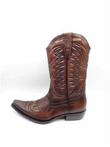 Güvener Hakiki Deri Erkek Kovboy Çizmesi Taba