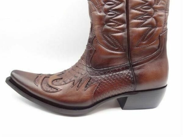 Güvener Hakiki Deri Erkek Kovboy Çizmesi Taba