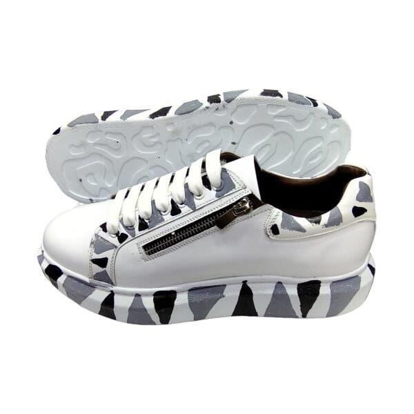 King Shoes Büyük Numara Beyaz Erkek Ayakkabı