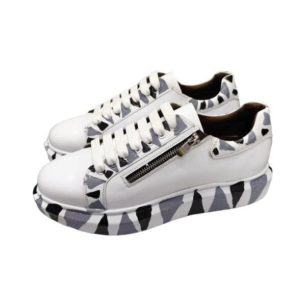 King Shoes Büyük Numara Beyaz Erkek Ayakkabı