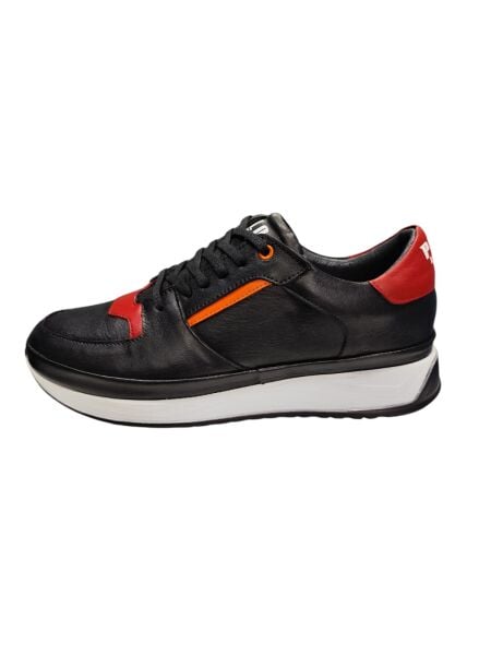 King Shoes Siyah Deri Spor Ayakkabı