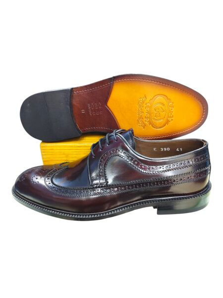 Bordo Hakiki Deri Kösele Oxford Erkek Ayakkabı
