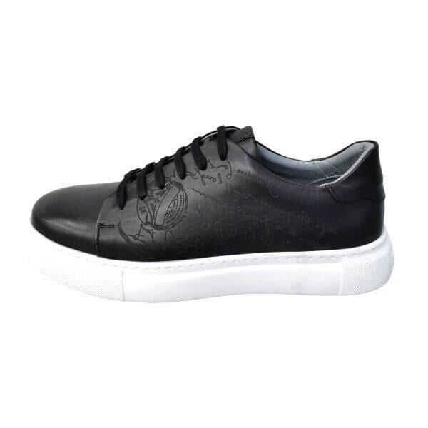 King Shoes Siyah Deri Spor Ayakkabı