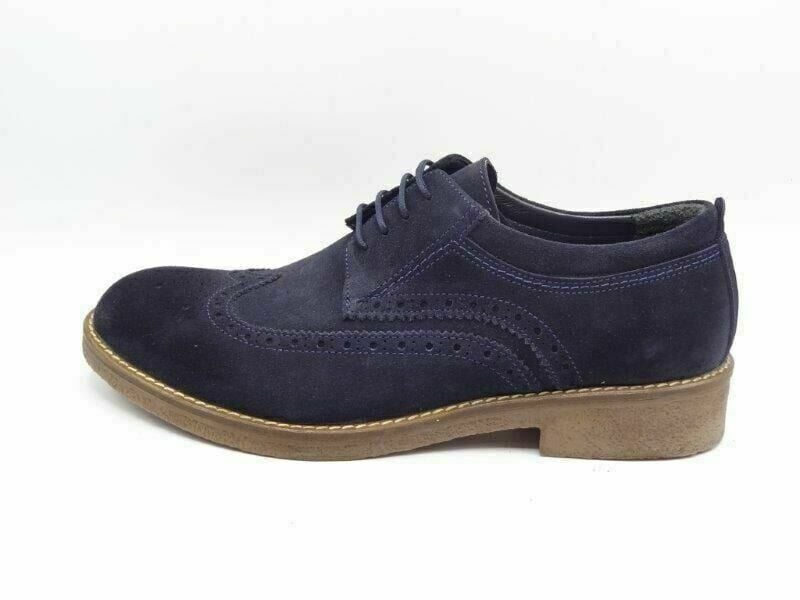 Kışlık Oxford Erkek Ayakkabı AU04 Lacivert Süet
