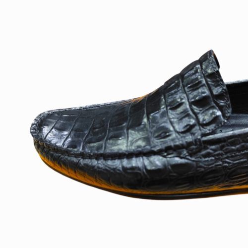 King Shoes Timsah Baskılı Siyah Yazlık Erkek Ayakkabı