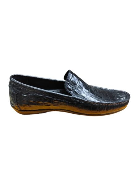 King Shoes Timsah Baskılı Siyah Yazlık Erkek Ayakkabı