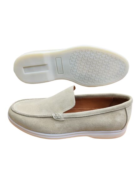 King Shoes Bej Süet Babet Ayakkabı