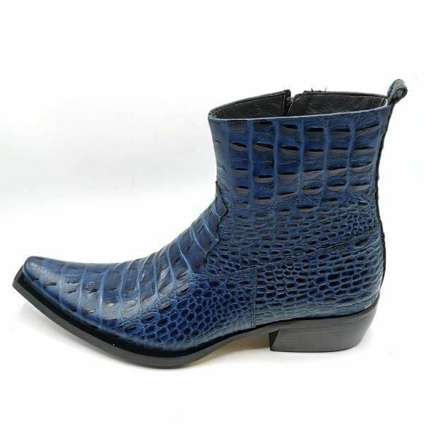 Güvener Lacivert Croco Baskılı Kovboy Bot