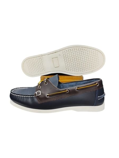 King Shoes Lacivert Kahve Tımbırlant Erkek Ayakkabı