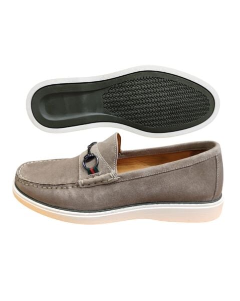 King Shoes Bej Süet Tokalı Erkek Ayakkabı
